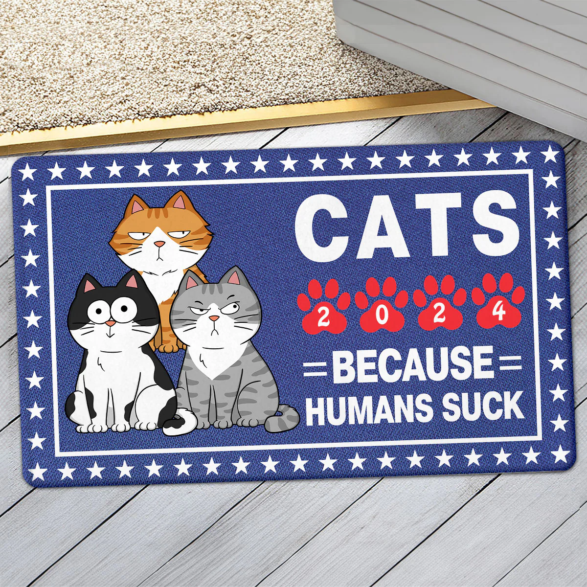 Vote For Cats Because Humans Suck, Personalized Welcome Mat