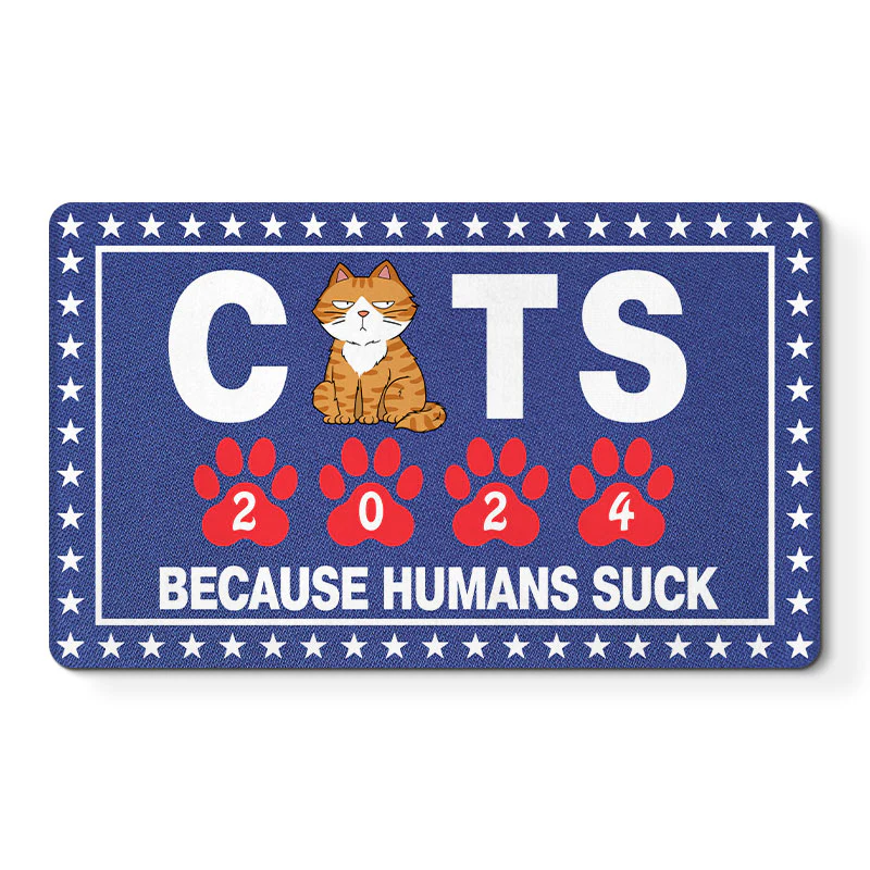 Vote For Cats Because Humans Suck, Personalized Welcome Mat - Image 2
