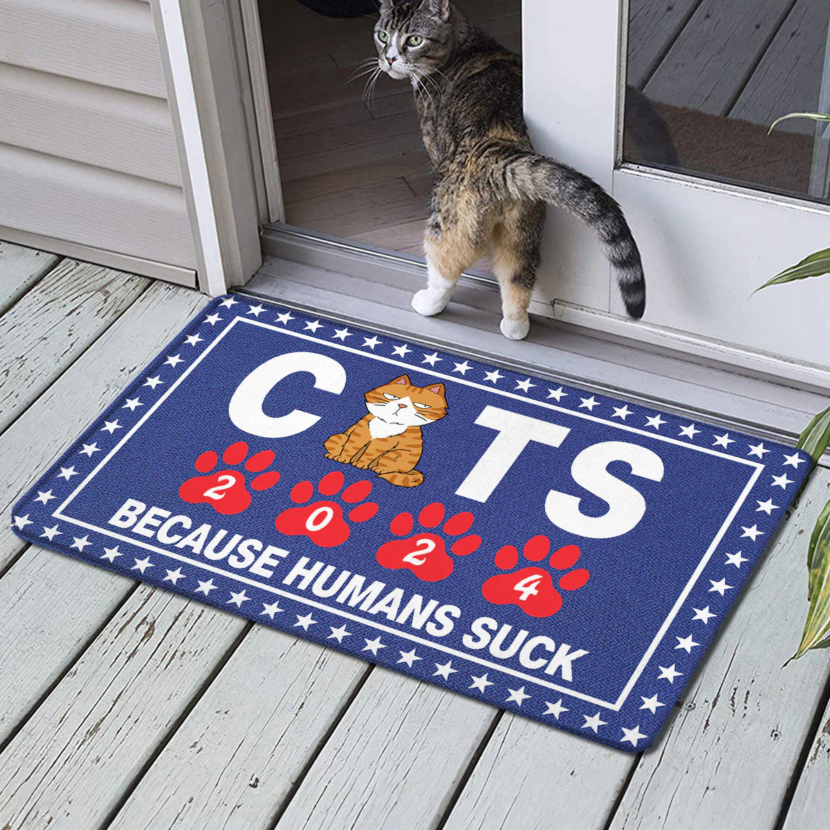 Vote For Cats Because Humans Suck, Personalized Welcome Mat - Image 4