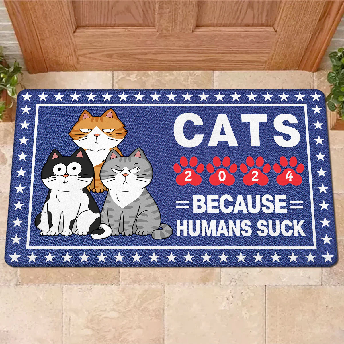 Vote For Cats Because Humans Suck, Personalized Welcome Mat - Image 5