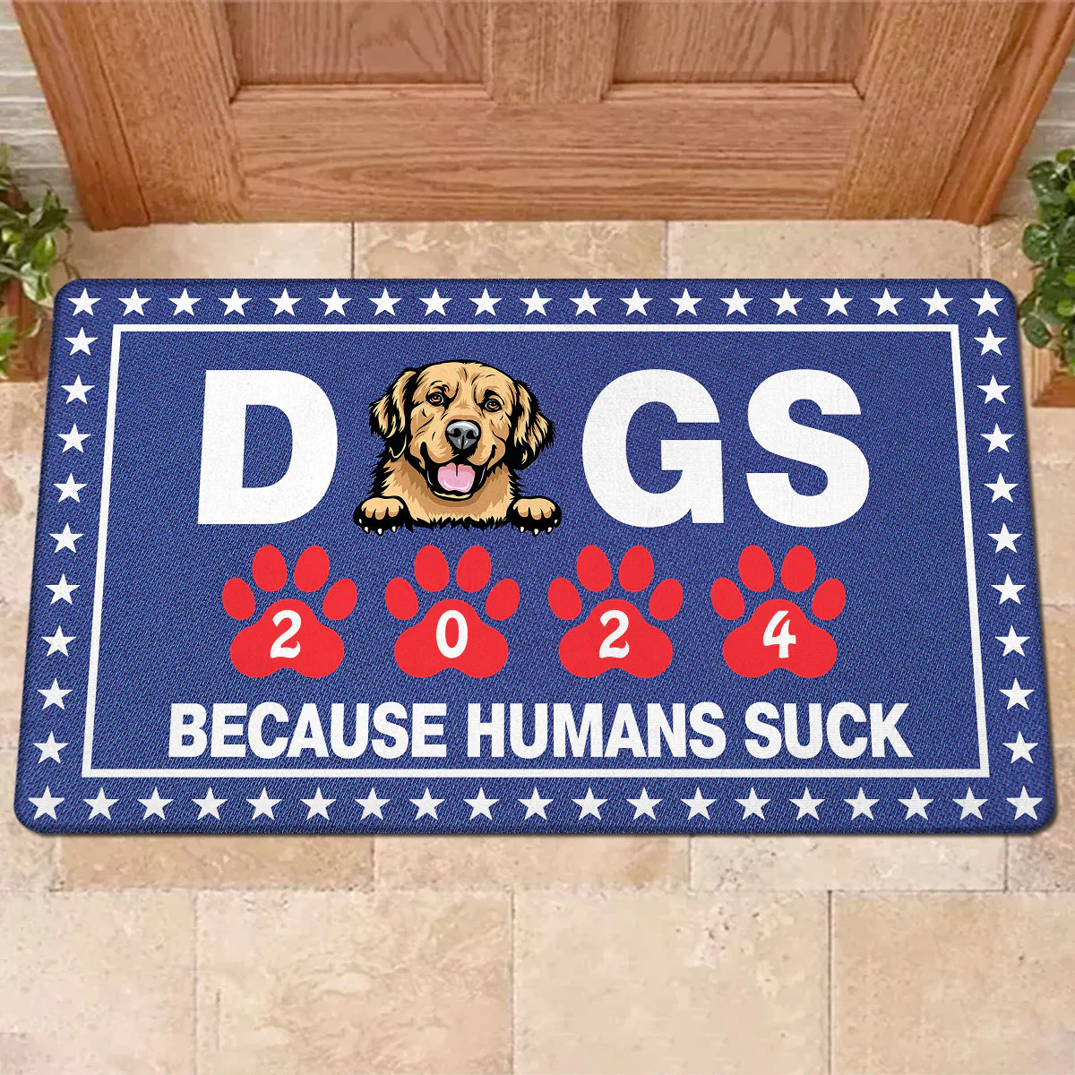 Vote For Dogs Because Humans Suck, Personalized Welcome Mat - Image 4