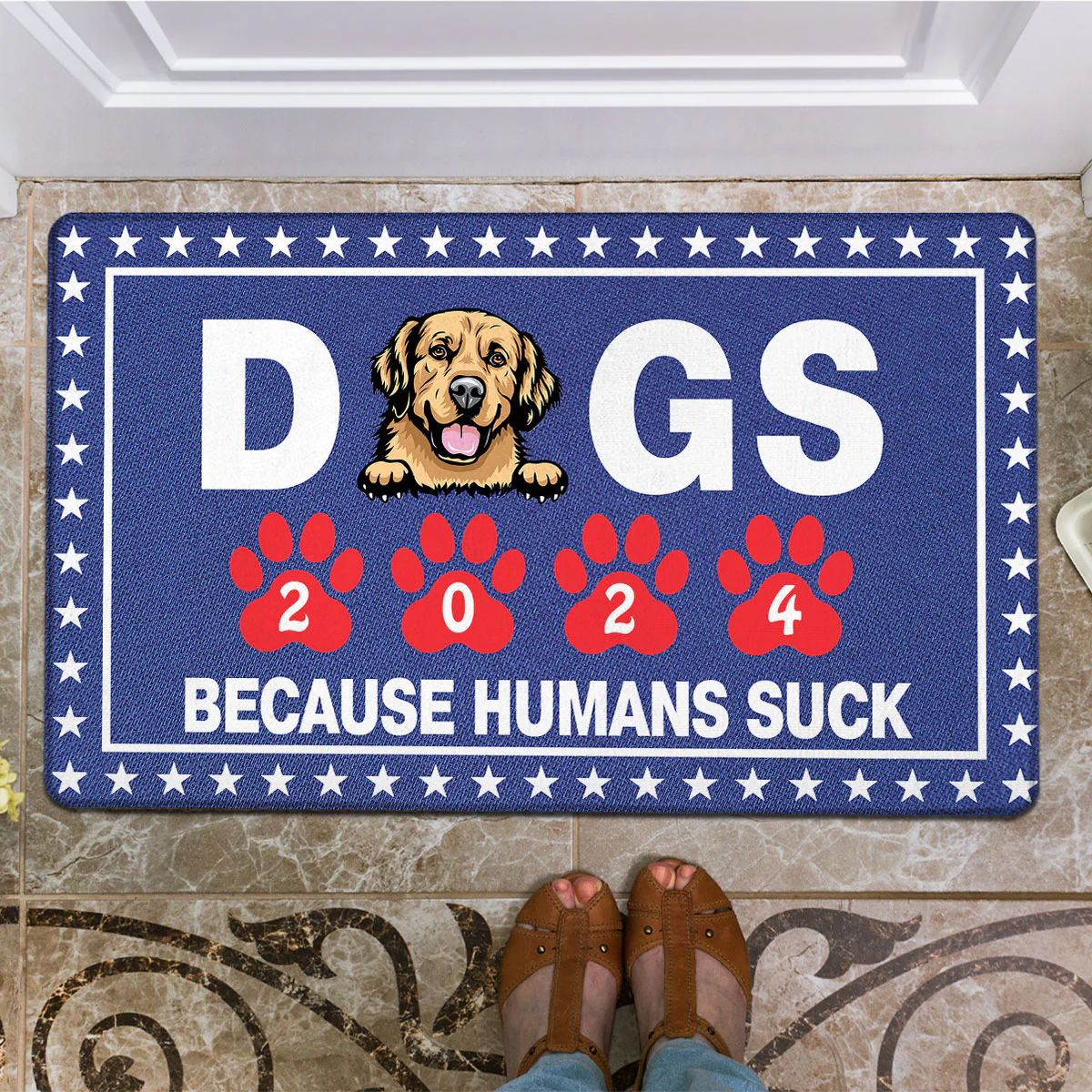 Vote For Dogs Because Humans Suck, Personalized Welcome Mat - Image 5