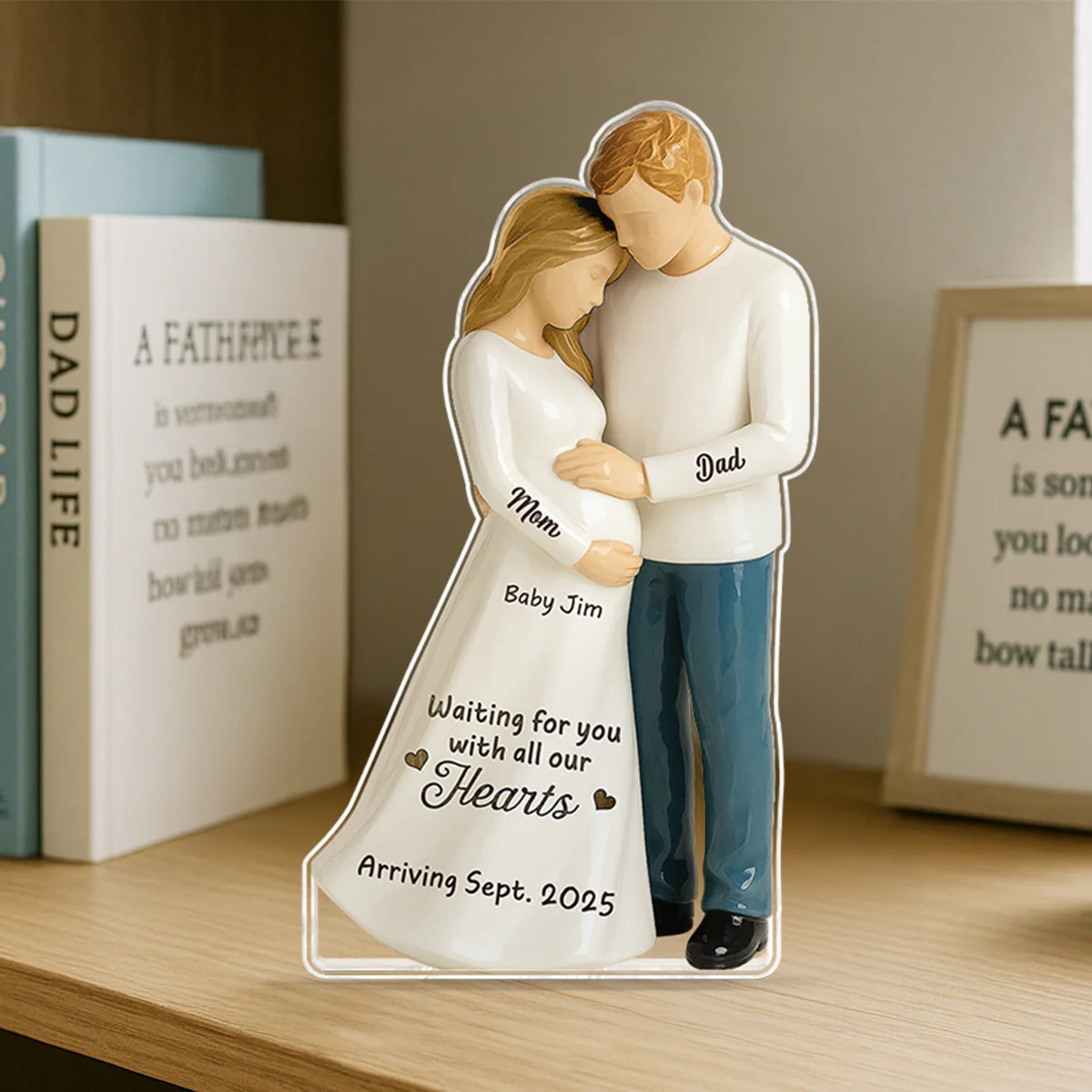 Waiting For You With All Our Hearts 3D Effect Couple Expecting Baby Personalized Acrylic Flat Block Plaque, Baby Shower Gift For Parents-to-be - Image 7