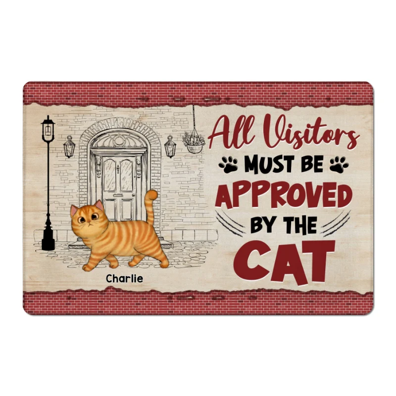Walking Cats Front Door Sketch Personalized Doormat - Image 4
