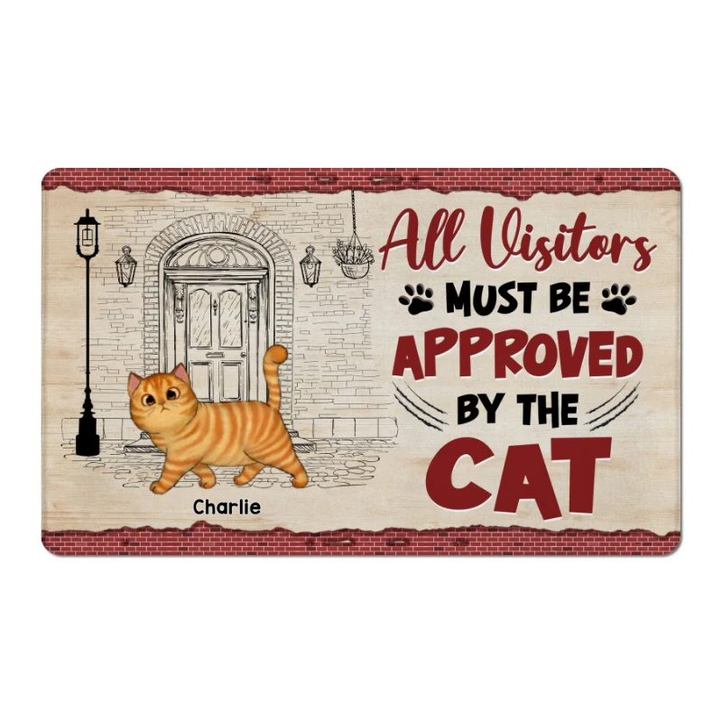 Walking Cats Front Door Sketch Personalized Doormat - Image 5