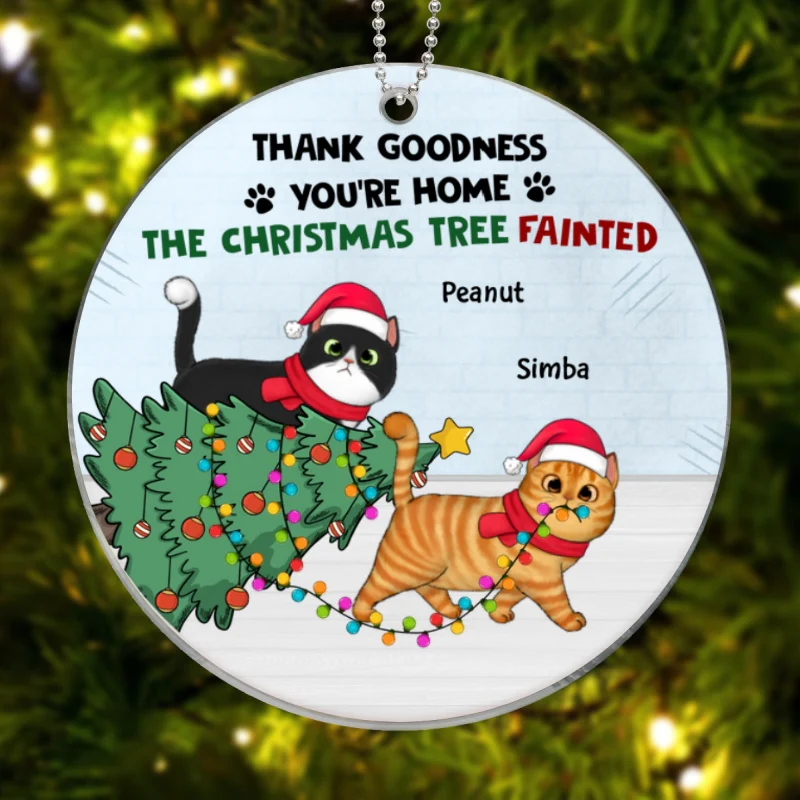 Walking Christmas Cat Christmas Tree Personalized Acrylic Ornament - Image 5