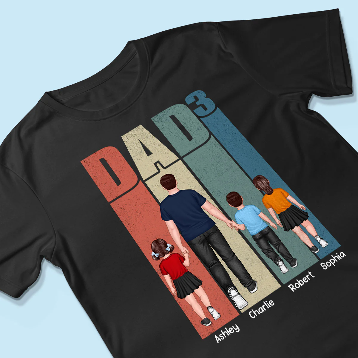 Walking Dad Retro Letters Frame Personalized Shirt - Image 3