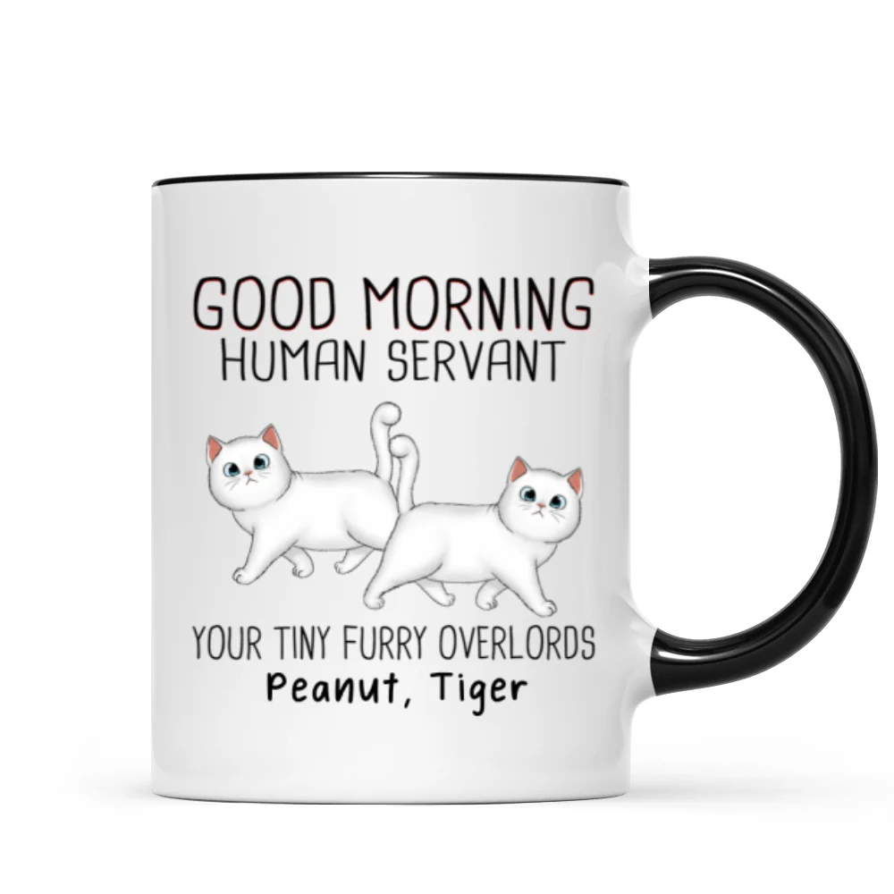 Walking Fluffy Cats Good Morning Cat Human Servant Personalized Mug - Image 2