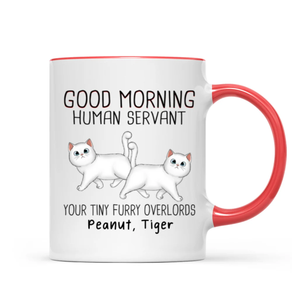Walking Fluffy Cats Good Morning Cat Human Servant Personalized Mug - Image 4
