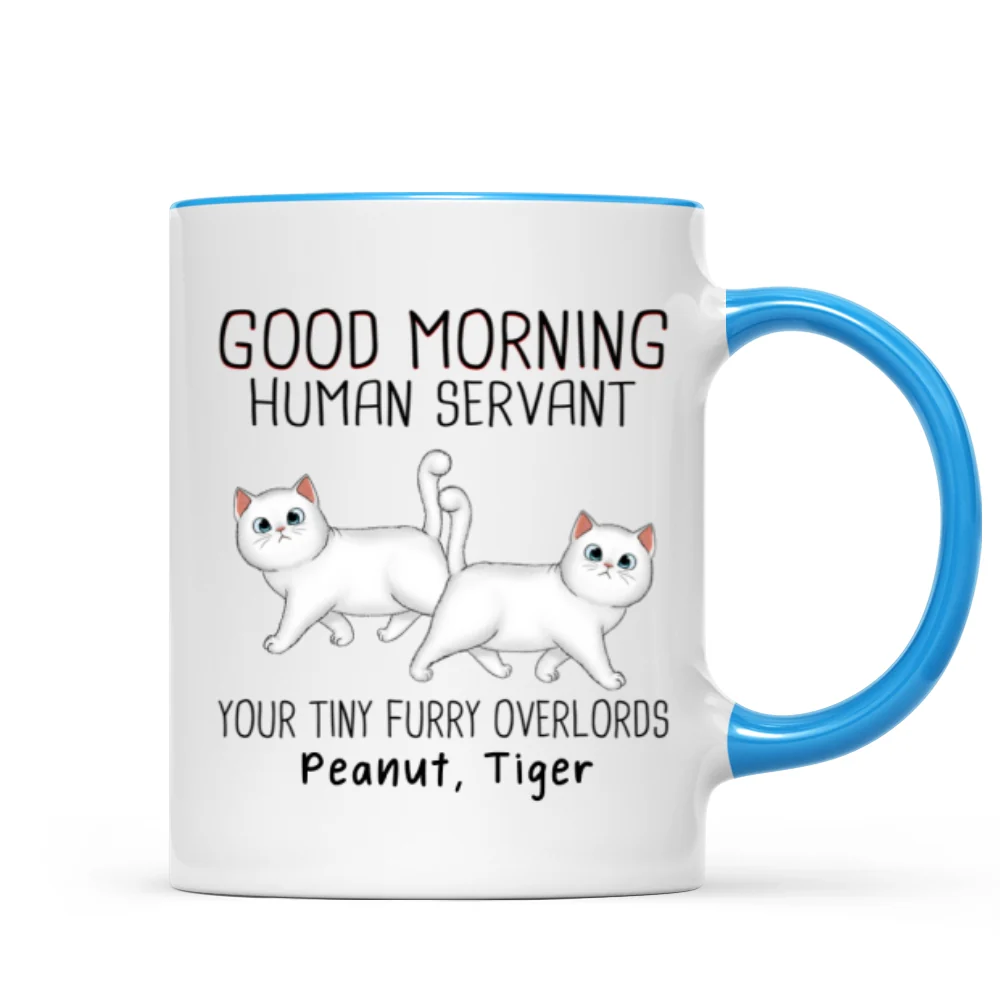 Walking Fluffy Cats Good Morning Cat Human Servant Personalized Mug - Image 5