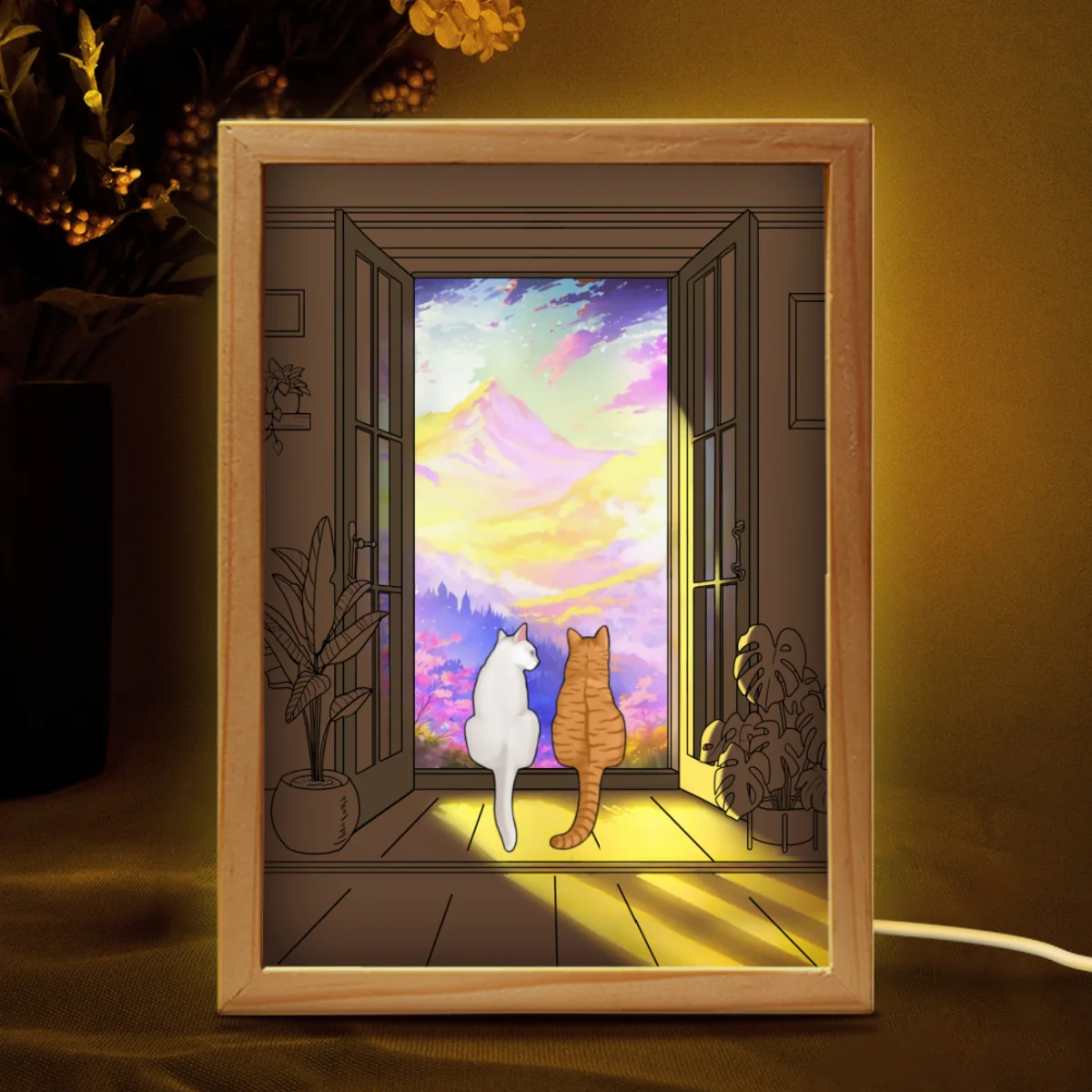 Wall Art Frame Light, The Collision of Light and Art, Personalized Luminous Frame Light Box, LED Night Light, Gift For Cat Lovers - Image 8
