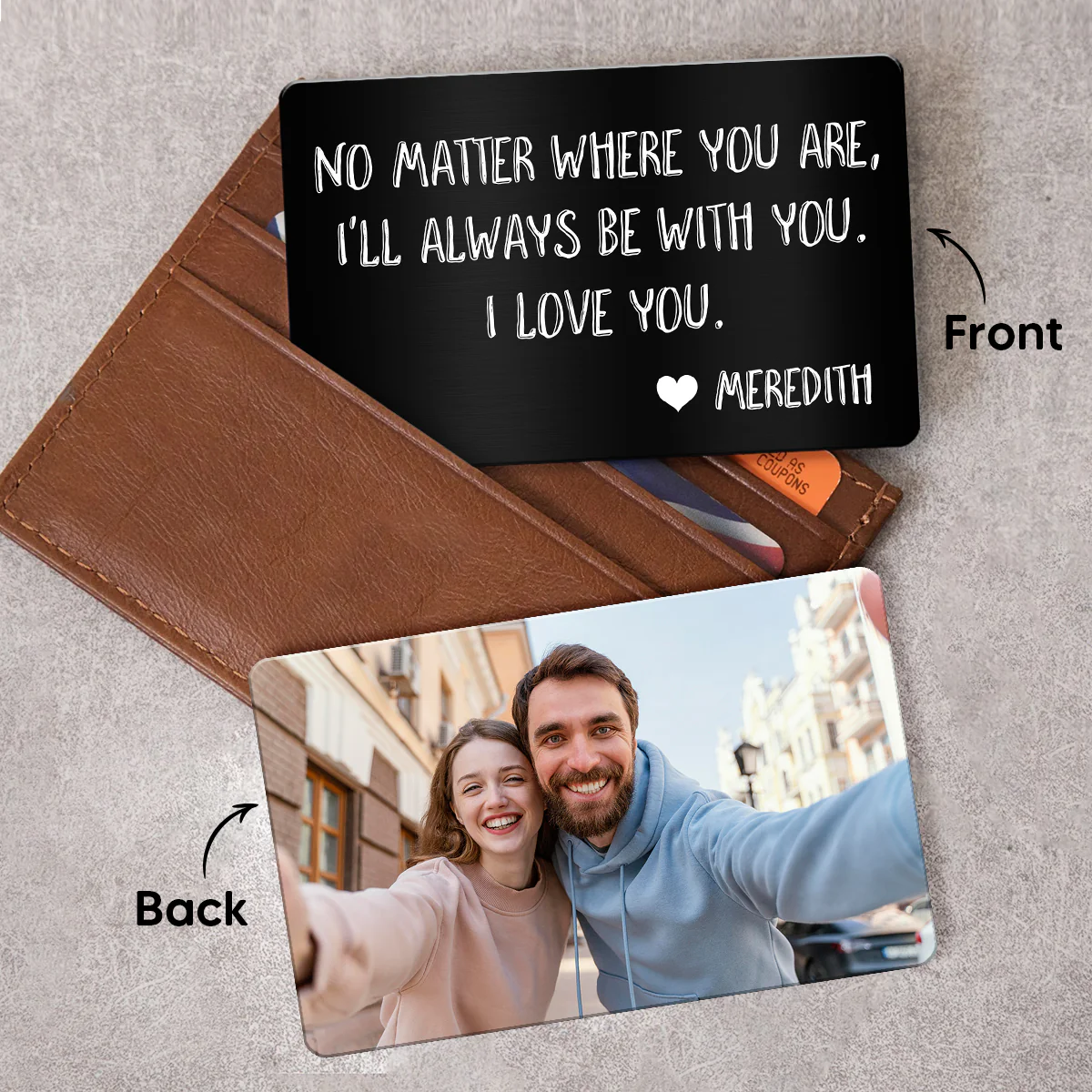 Wallet Insert Keepsake Custom Photo & Message Personalized Metal Wallet Card