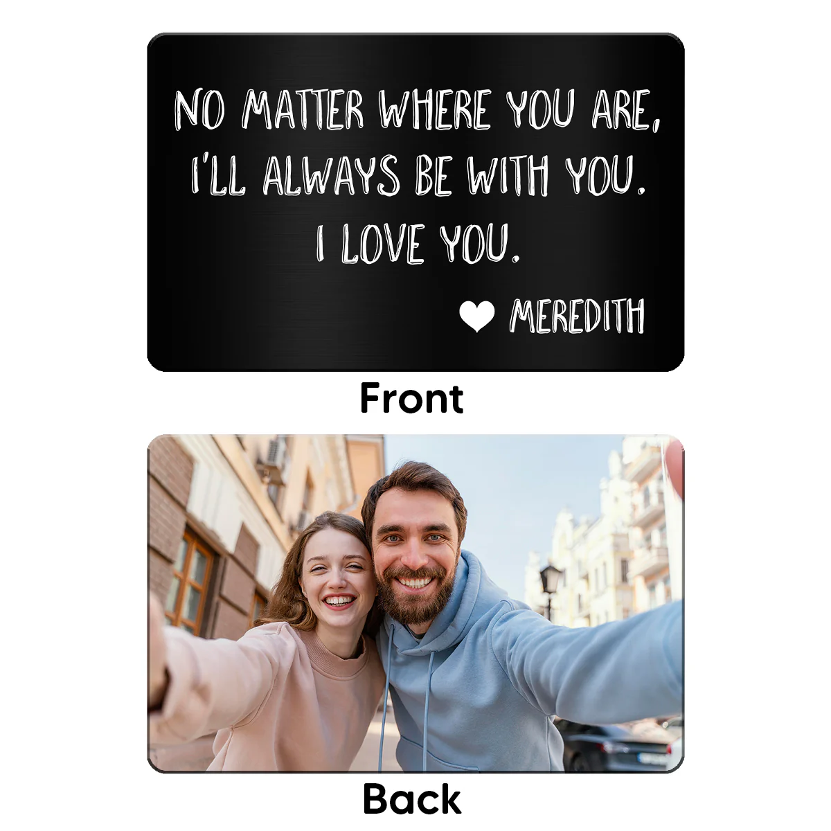 Wallet Insert Keepsake Custom Photo & Message Personalized Metal Wallet Card - Image 2