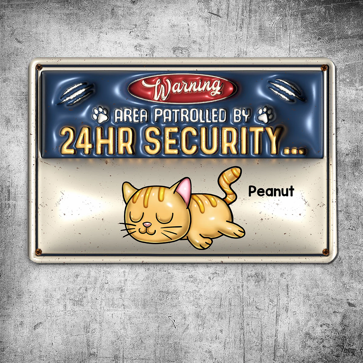 Warning Area Patrolled By Cute Sleeping Cats Personalized 3D Inflated Metal Sign, Gift for Cat Mom, Cat Dad, Cat Lovers - Image 10