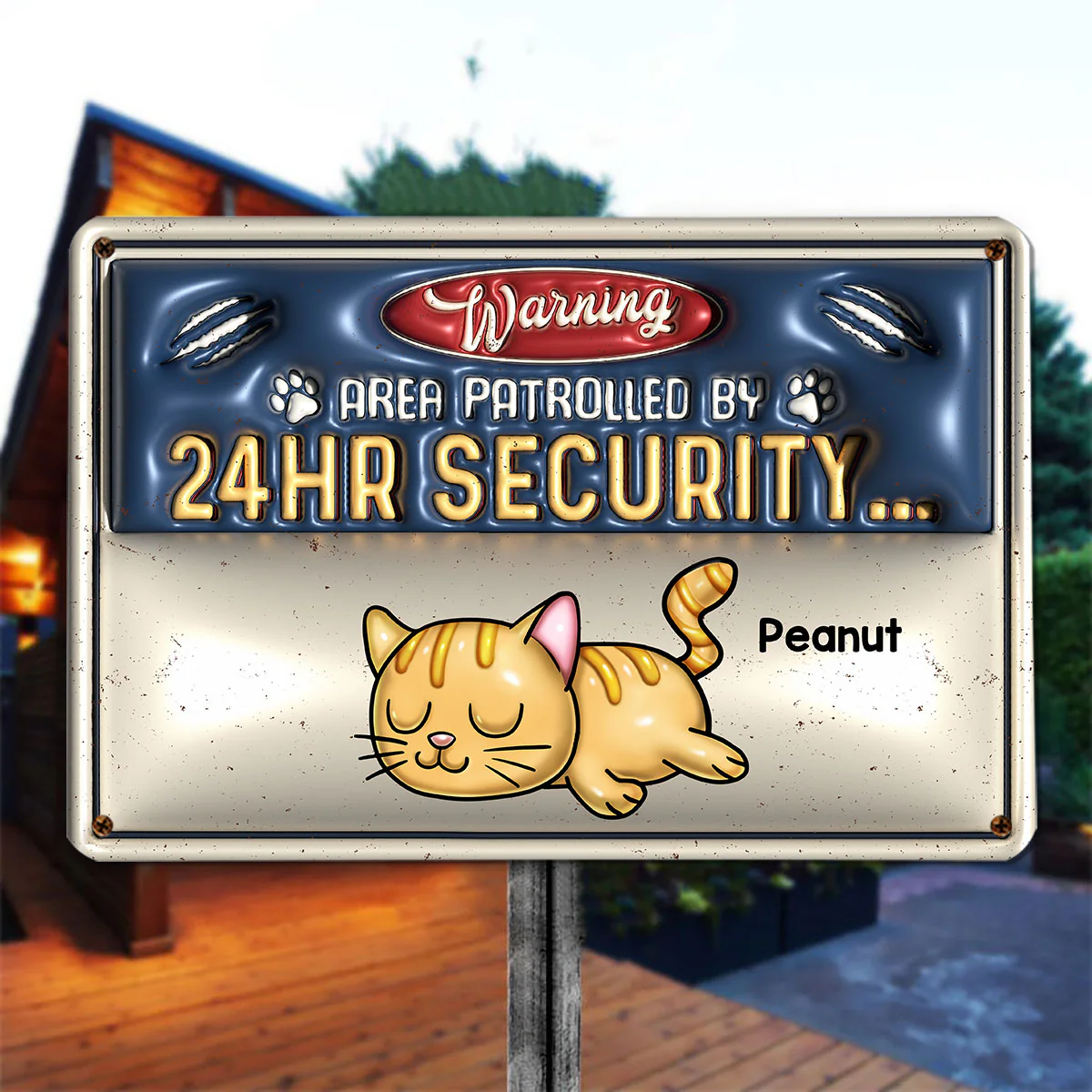 Warning Area Patrolled By Cute Sleeping Cats Personalized 3D Inflated Metal Sign, Gift for Cat Mom, Cat Dad, Cat Lovers - Image 6
