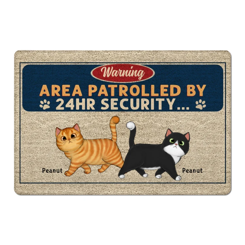 Warning Area Patrolled By Cats Personalized Doormat - Image 4