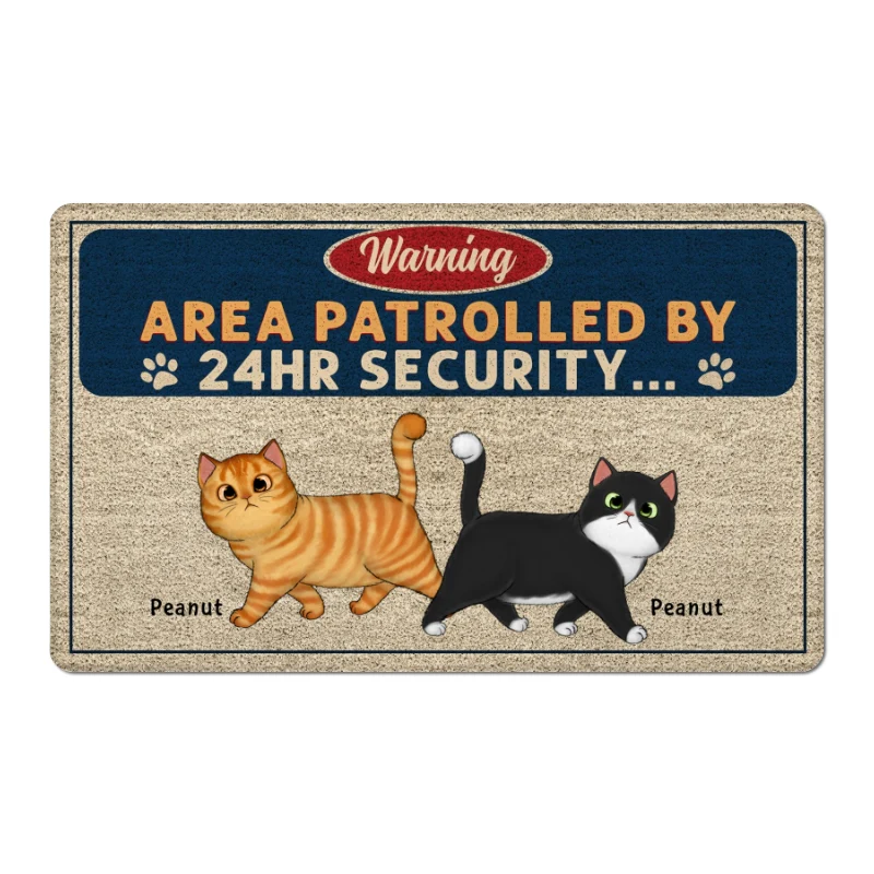 Warning Area Patrolled By Cats Personalized Doormat - Image 5