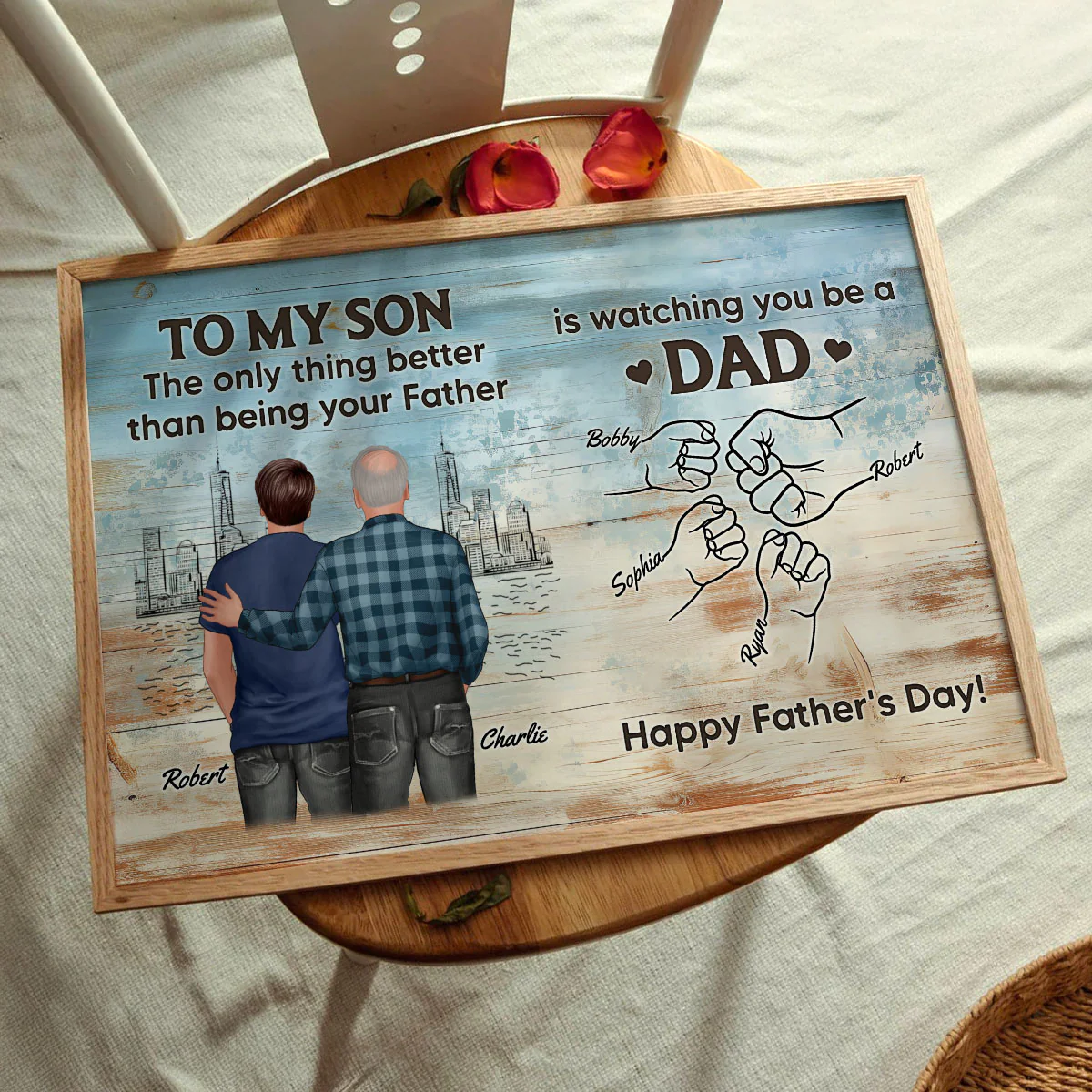 Watching You Be A Dad From Mom Dad To Son Wooden Texture Personalized Poster, Gift For Son - Image 8