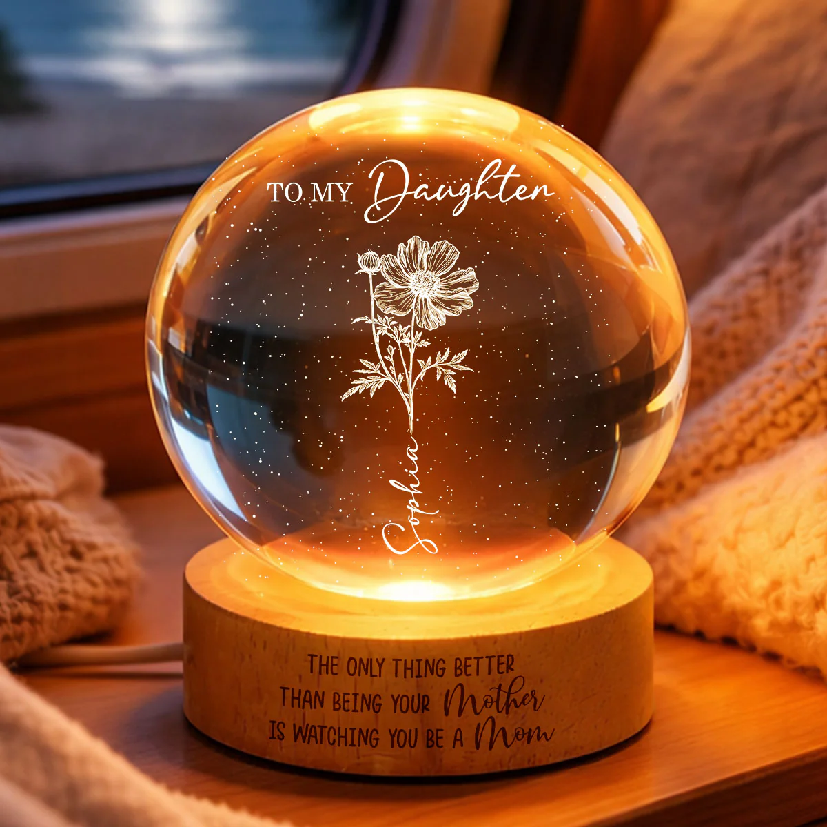 Watching You Be a Mom - Personalized Crystal Ball LED Night Light - Mother's Day Gift for Daughter - Image 5