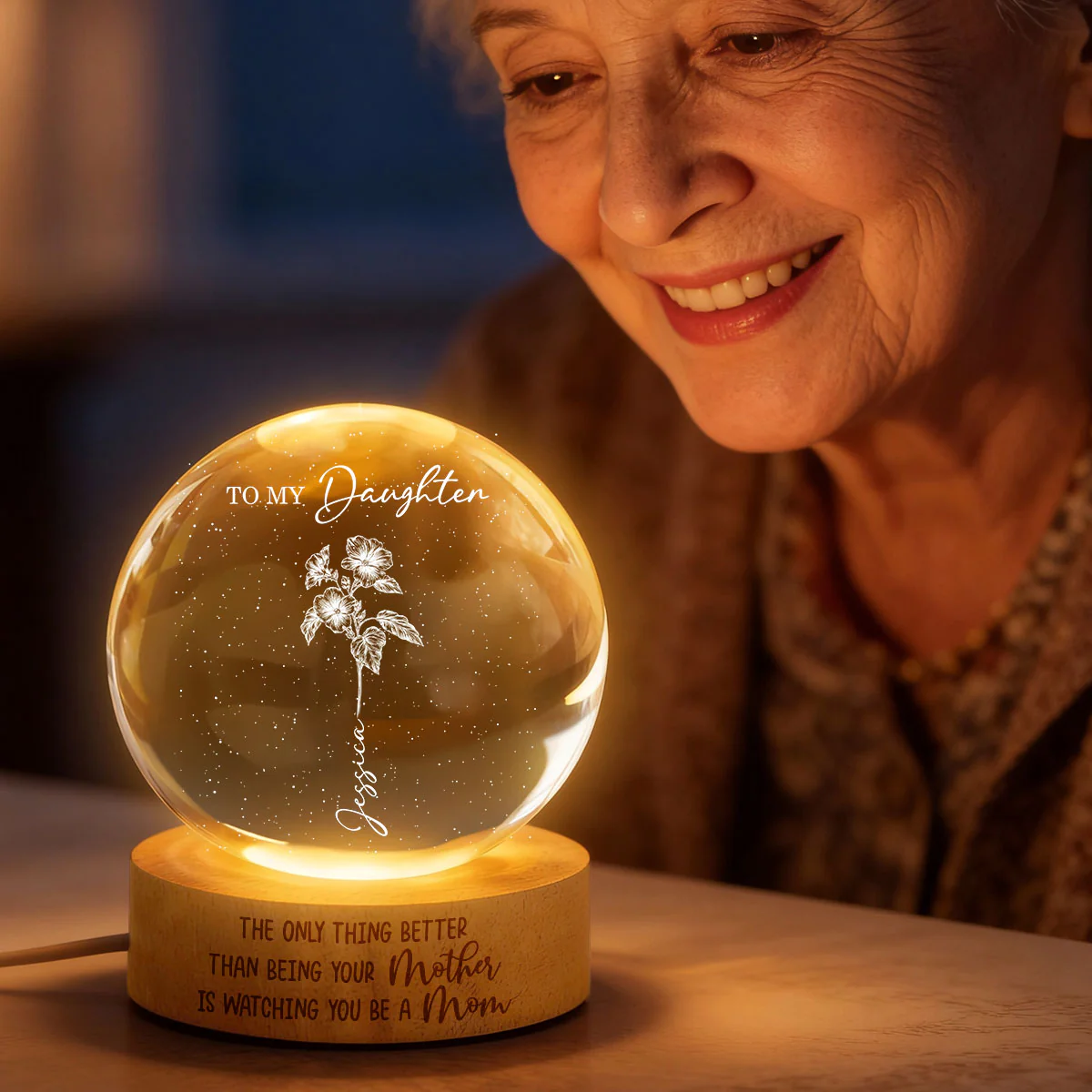 Watching You Be a Mom - Personalized Crystal Ball LED Night Light - Mother's Day Gift for Daughter - Image 6