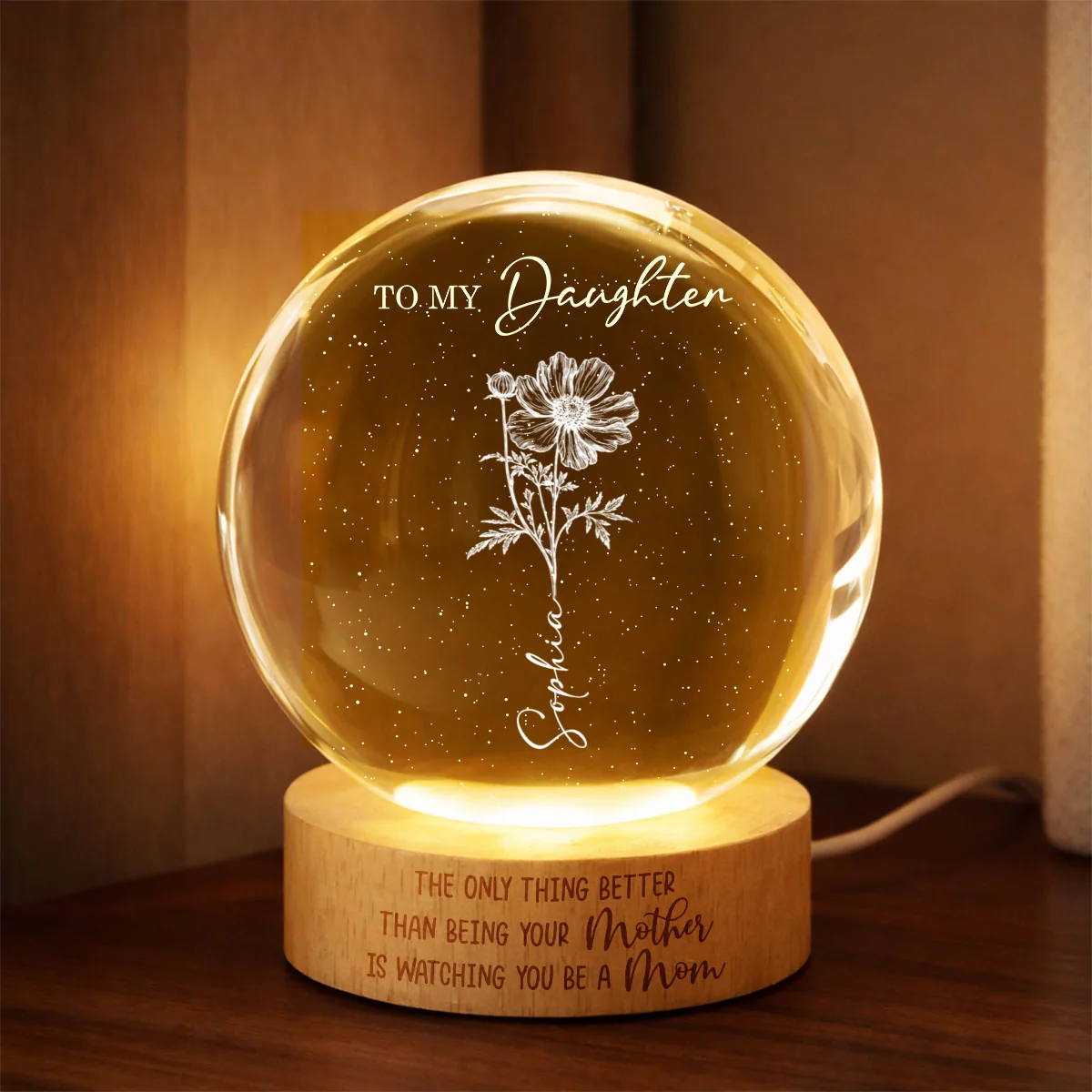 Watching You Be a Mom - Personalized Crystal Ball LED Night Light - Mother's Day Gift for Daughter - Image 9