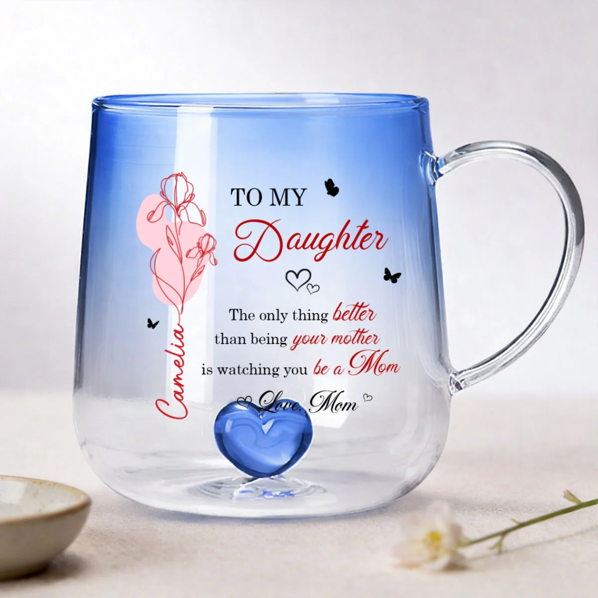 Watching You Be a Mom - Personalized Glass Mug - Custom Birth Month Flower, Heartfelt Mother's Day Gift for Daughter - Image 10