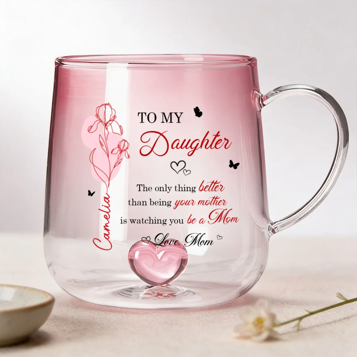 Watching You Be a Mom - Personalized Glass Mug - Custom Birth Month Flower, Heartfelt Mother's Day Gift for Daughter - Image 11