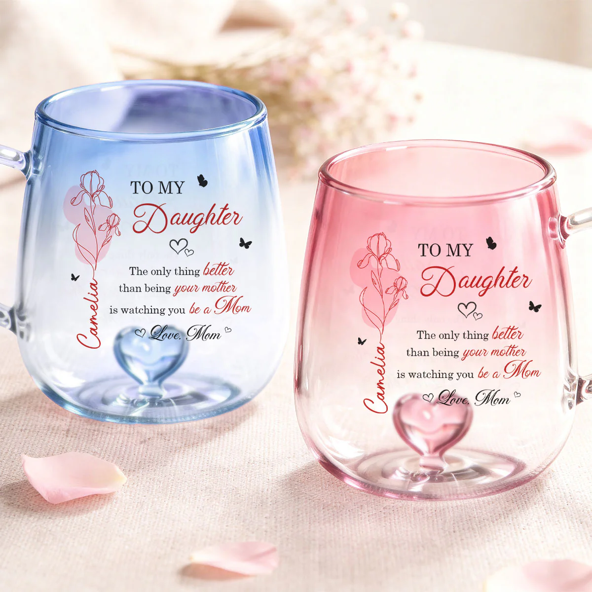 Watching You Be a Mom - Personalized Glass Mug - Custom Birth Month Flower, Heartfelt Mother's Day Gift for Daughter - Image 7