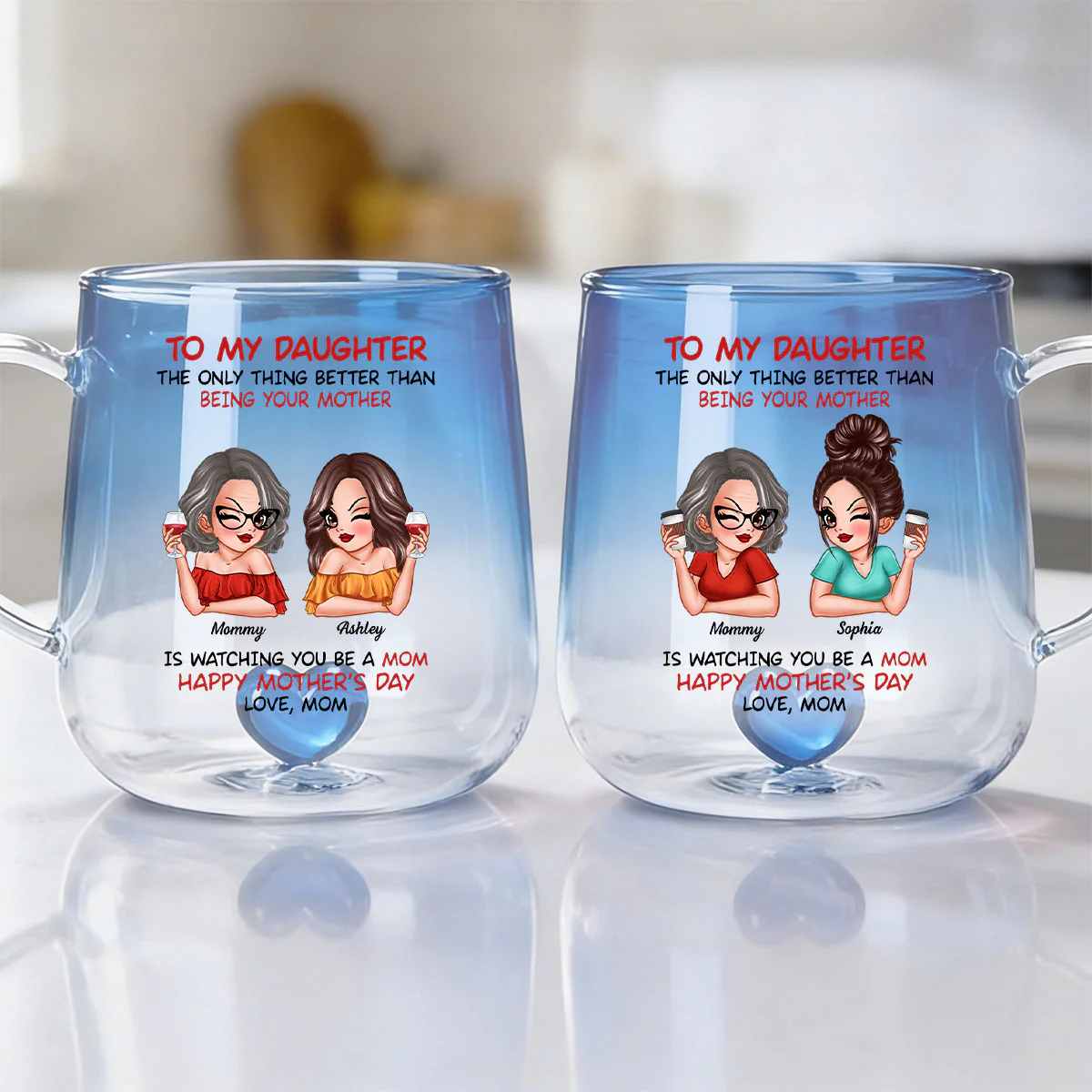 Watching You Be A Mom - Personalized Glass Mug - Heartfelt Mother's Day Gift For Daughter - Image 5