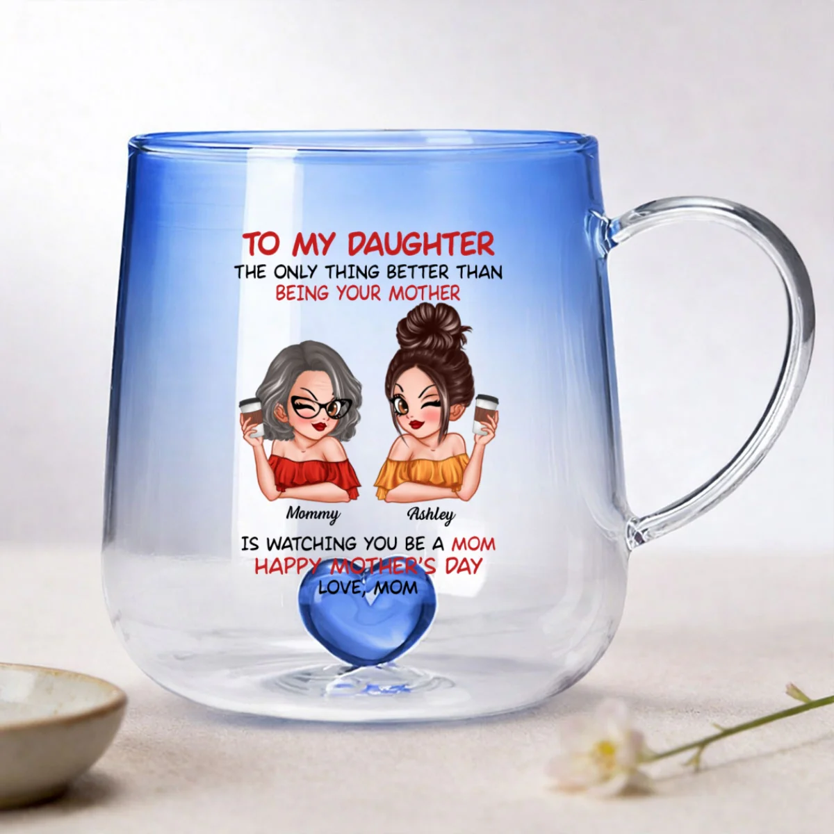 Watching You Be A Mom - Personalized Glass Mug - Heartfelt Mother's Day Gift For Daughter - Image 8