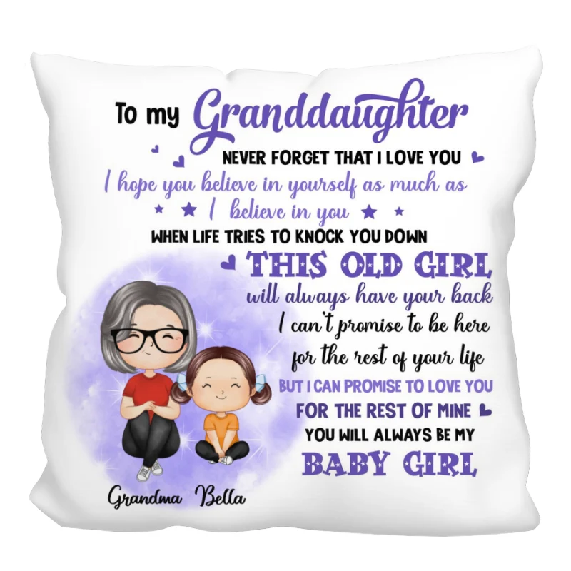 Watercolor Background To My Granddaughter Grandson Doll Grandma Grandkids Watercolor Style Gift For Grandchildren Personalized Pillow - Image 3