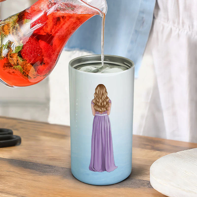 Watercolor Bride Maid Of Honor Bridesmaid Proposal Gift Bachelorette Party Personalized 4 In 1 Can Cooler - Image 6
