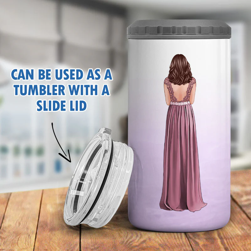 Watercolor Bride Maid Of Honor Bridesmaid Proposal Gift Bachelorette Party Personalized 4 In 1 Can Cooler - Image 9