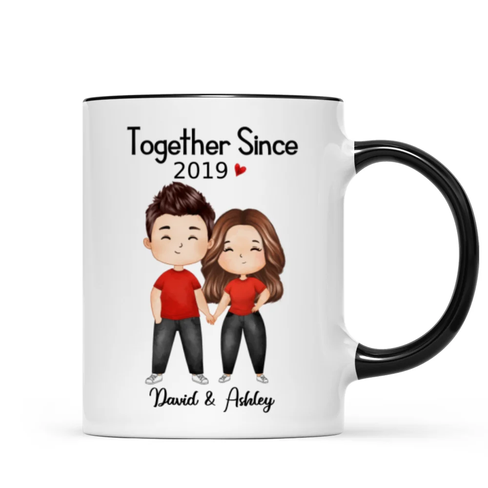 Watercolor Chibi Couple Standing Gift For Him For Her Personalized Mug - Image 5