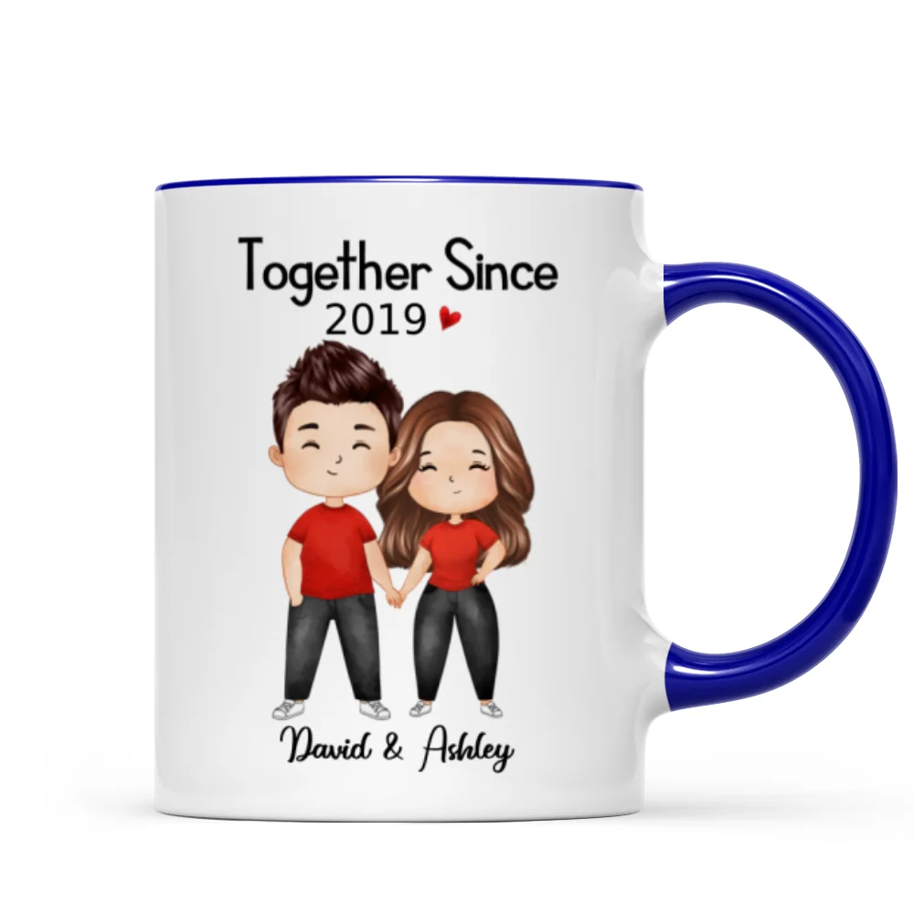 Watercolor Chibi Couple Standing Gift For Him For Her Personalized Mug - Image 6