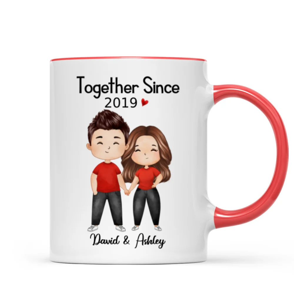 Watercolor Chibi Couple Standing Gift For Him For Her Personalized Mug - Image 7