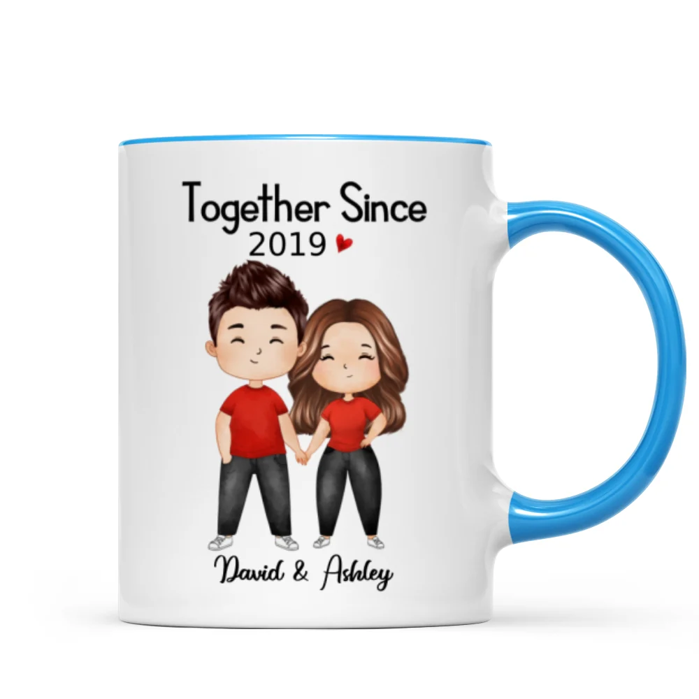 Watercolor Chibi Couple Standing Gift For Him For Her Personalized Mug - Image 8