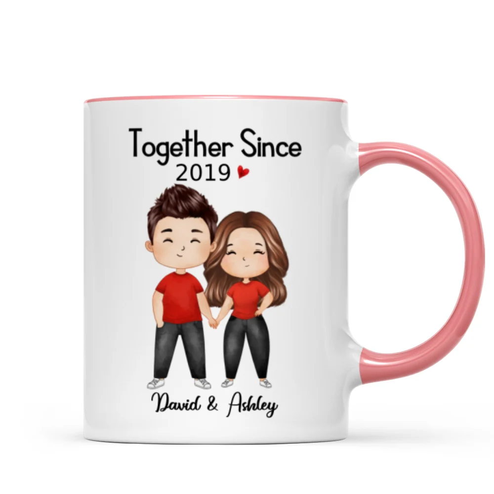 Watercolor Chibi Couple Standing Gift For Him For Her Personalized Mug - Image 9