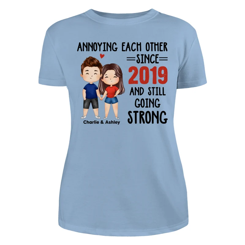 Watercolor Couple Annoying Each Other Funny Gift For Him For Her Personalized Shirt - Image 12