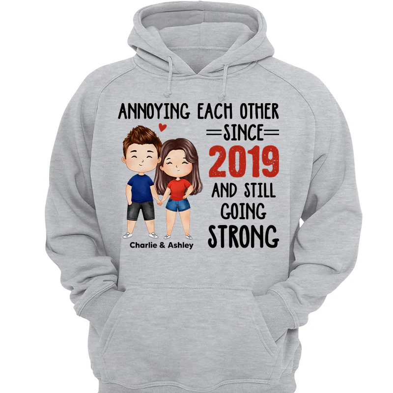 Watercolor Couple Annoying Each Other Funny Gift For Him For Her Personalized Shirt - Image 3