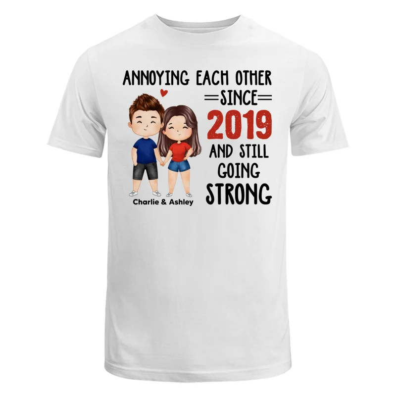 Watercolor Couple Annoying Each Other Funny Gift For Him For Her Personalized Shirt - Image 5