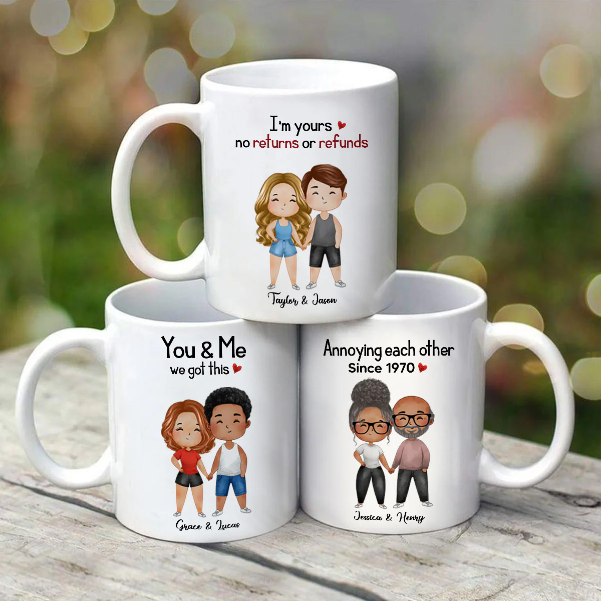Watercolor Couple Gift For Him Gift For Her Personalized Mug - Image 2