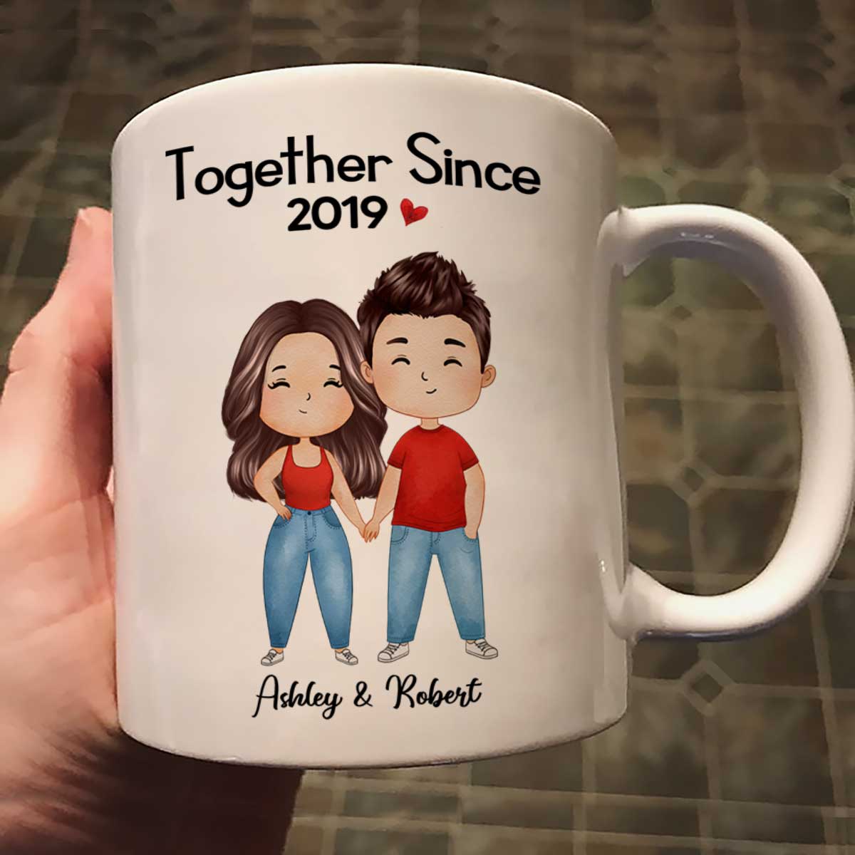 Watercolor Couple Gift For Him Gift For Her Personalized Mug - Image 3