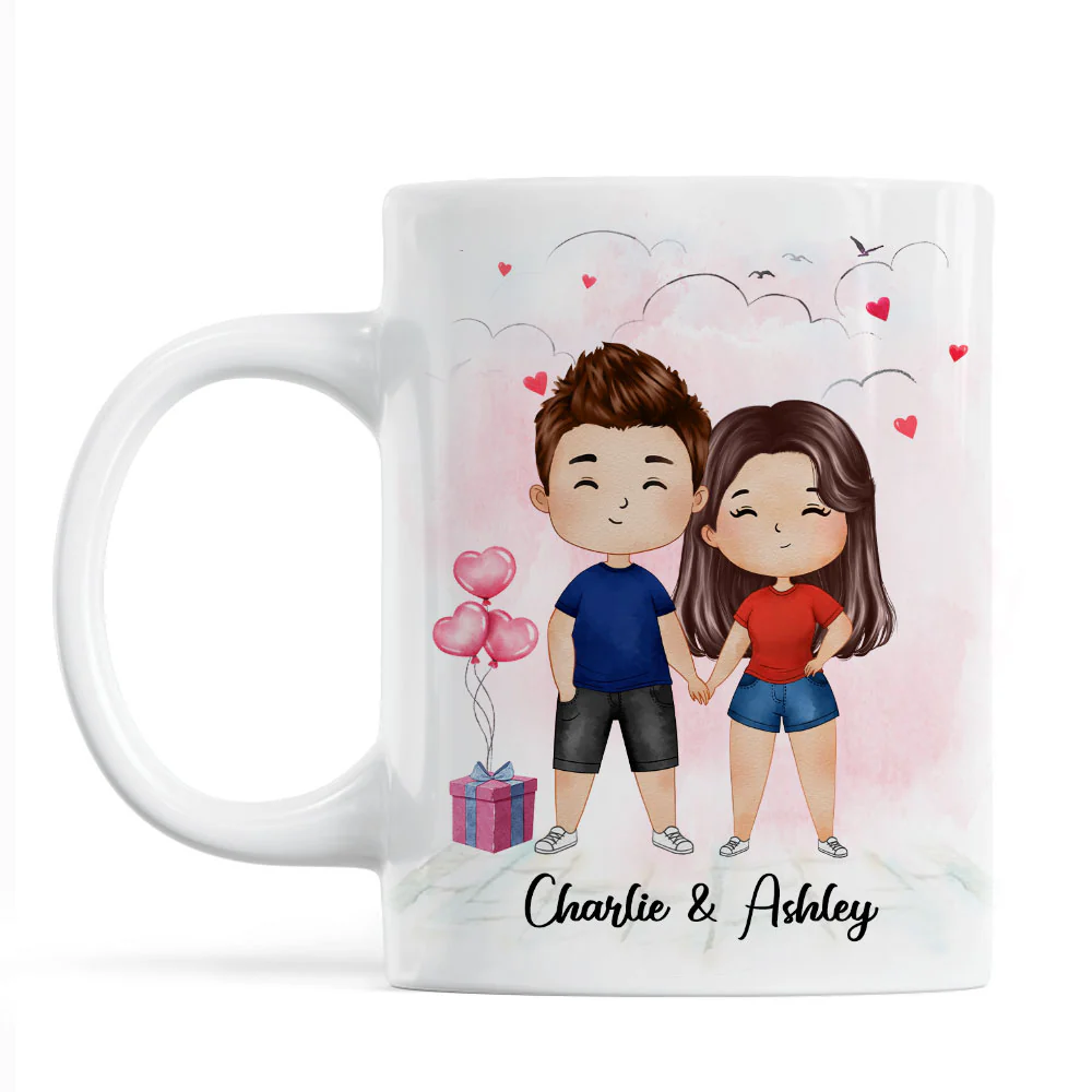 Watercolor Couple Kissing Valentine‘s Day Gift For Him For Her Personalized Mug - Image 2