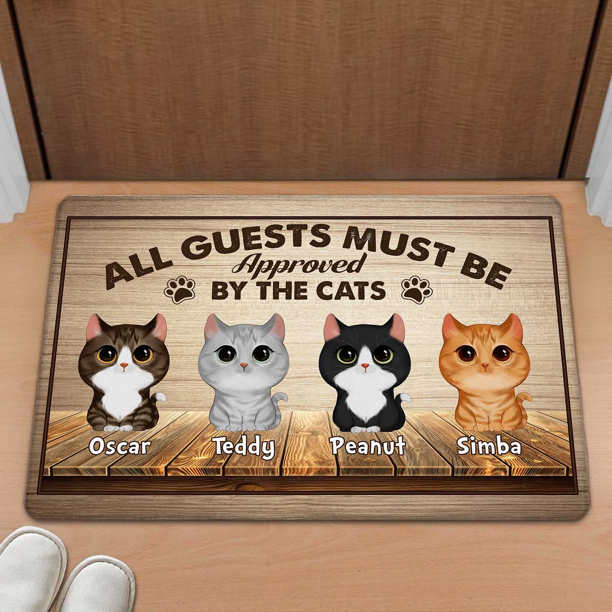 Watercolor Cute Cats All Guest Must Be Approved By Personalized Doormat - Image 2