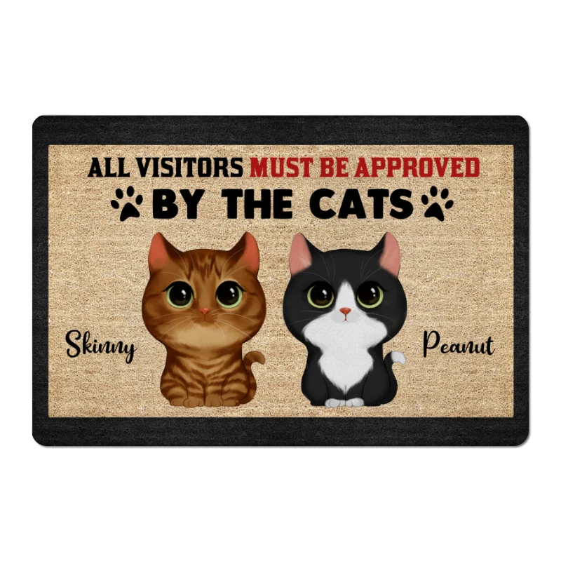 Watercolor Cute Cats All Visitors Must Be Approved By Cats Personalized Doormat - Image 5