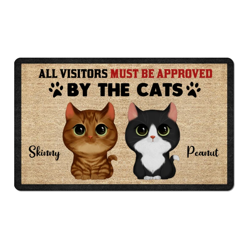 Watercolor Cute Cats All Visitors Must Be Approved By Cats Personalized Doormat - Image 6