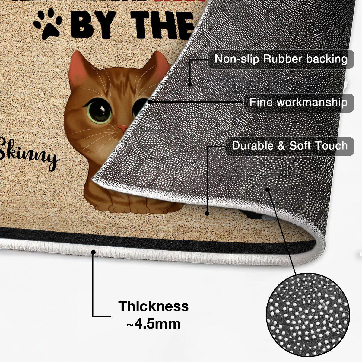 Watercolor Cute Cats All Visitors Must Be Approved Personalized Doormat - Image 4