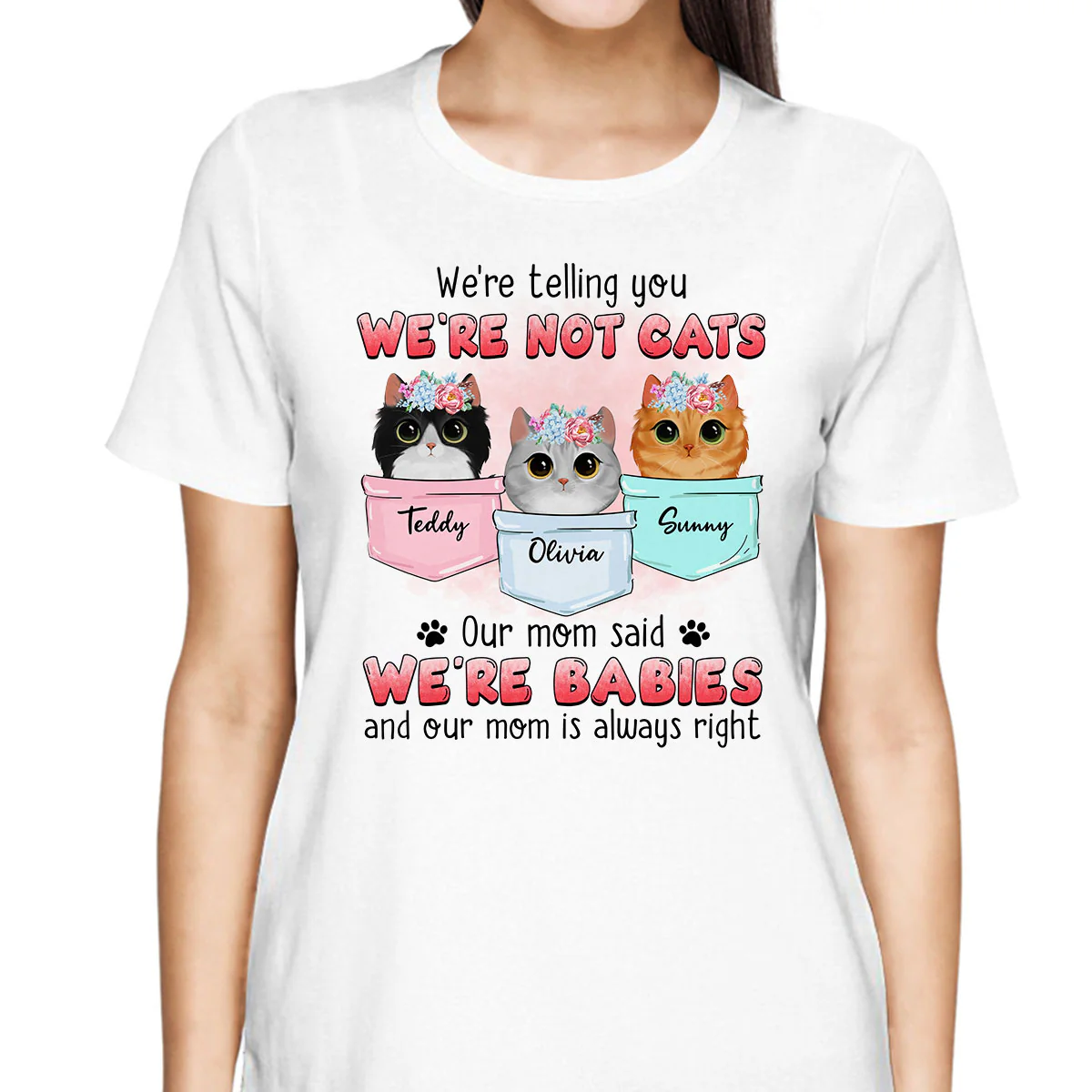 Watercolor Cute Cats Baby Mom Said Gift For Cat Lovers Personalized Shirt - Image 2