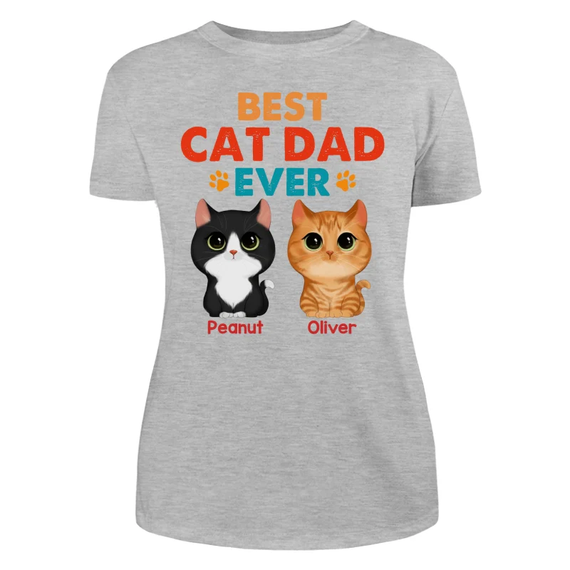 Watercolor Cute Cats Best Cat Dad Ever Retro Gift For Cat Dad Cat Lovers Personalized Shirt - Image 10
